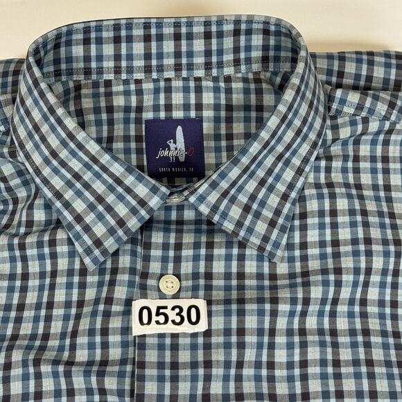 johnnie-O Other - Johnnie-O Shirt Mens Large Blue Check Stretch Button Up Long Sleeve Casual